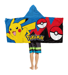 Pokemon Bounce And Bolt Hooded Youth Beach Towel 21 x 51 Inches
