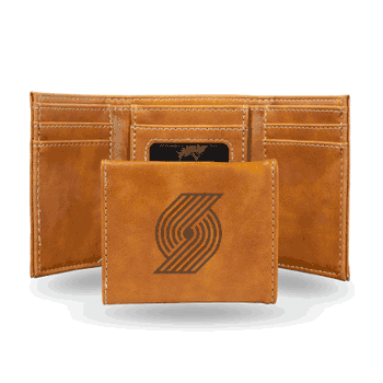 Portland Trail Blazers Brown Laser Engraved Tri-Fold Wallet