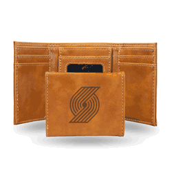 Portland Trail Blazers Brown Laser Engraved Tri-Fold Wallet
