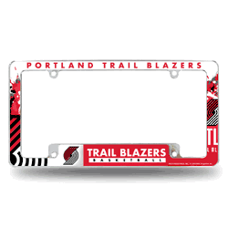 Portland Trail Blazers Primary 12" x 6" Chrome All Over Automotive License Plate Frame for Car/Truck/SUV