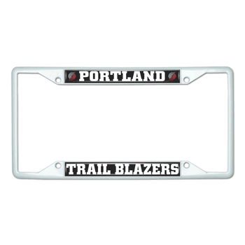 Portland Trail Blazers White Metal License Plate Frame - 6.25
