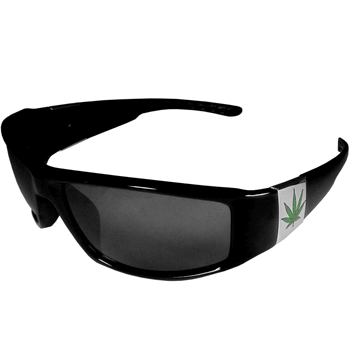 Pot Leaf Chrome Wrap Sunglasses
