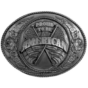 Proud to be an American Antiqued Belt Buckle