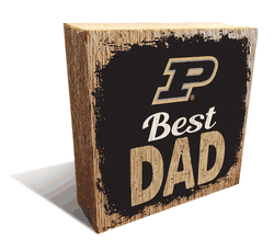 Purdue Boilermakers Best Dad 6x6 Wood Block