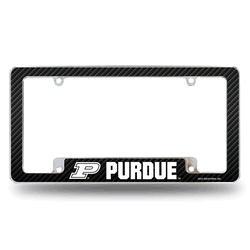 Purdue Boilermakers Carbon Fiber 12" x 6" Chrome All Over Automotive License Plate Frame