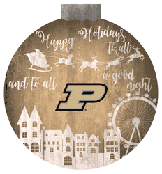 Purdue Boilermakers Christmas Village 12in Wall Art