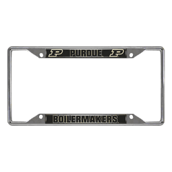 Purdue Boilermakers Chrome Metal License Plate Frame, 6.25in x 12.25in