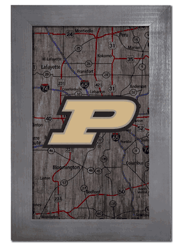 Purdue Boilermakers City Map 11x19 Sign