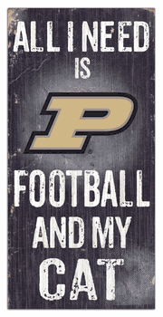 Purdue Boilermakers Football and My Cat 6x12 Sign