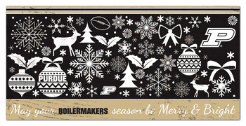 Purdue Boilermakers Merry and Bright 6x12 Sign