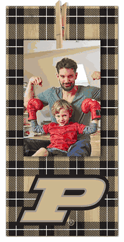 Purdue Boilermakers Plaid Clothespin 6x12 Sign