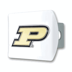 Purdue White Metal Hitch Cover with  3D Color Emblem
