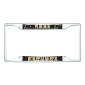 Purdue White Metal License Plate Frame - 6.25