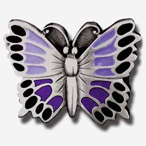 Purple Butterfly Enameled Belt Buckle
