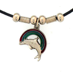 Rainbow & Dolphin Adjustable Cord Necklace