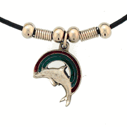 Rainbow & Dolphin Adjustable Cord Necklace