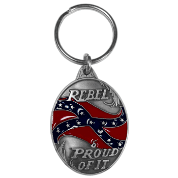 Rebel and Proud of It Metal Key Chain with Enameled Details