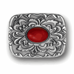 Red Stone with Western Scroll Rhinestone Belt Buckle