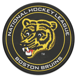 Retro NHL Boston Bruins Hockey Puck Rug - 27in. Diameter
