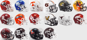 Riddell Set of 16 SEC Mini SPEED Replica Helmets