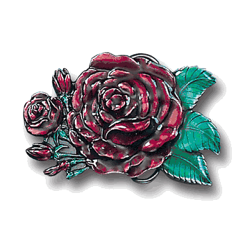 Rose (Free Form) Enameled Belt Buckle