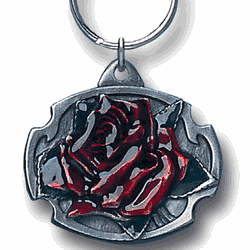 Rose Metal Key Chain with Enameled Details