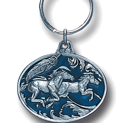 Running Horses Western Metal Key Chain with Enameled Details