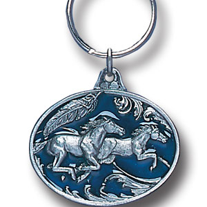 Running Horses Western Metal Key Chain with Enameled Details
