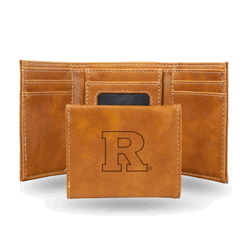 Rutgers Scarlet Knights Brown Laser Engraved Faux Leather Trifold