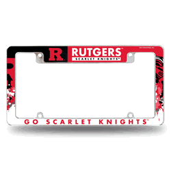 Rutgers Scarlet Knights Primary 12" x 6" Chrome All Over Automotive License Plate Frame