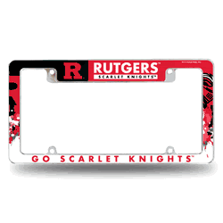 Rutgers Scarlet Knights Primary 12" x 6" Chrome All Over Automotive License Plate Frame for Car/Truck/SUV