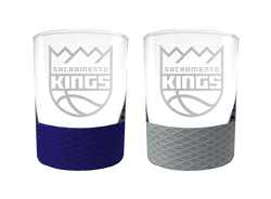 Sacramento Kings 2pc Laser Etched Commissioner Rocks Glass Set