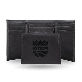 Sacramento Kings Black Laser Engraved Faux Leather Trifold