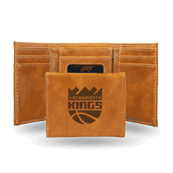 Sacramento Kings Brown Laser Engraved Tri-Fold Wallet