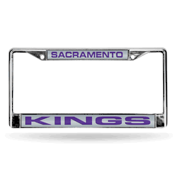 Sacramento Kings Laser Chrome Frame - Silver Background With Purple Letters