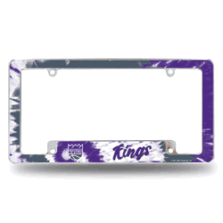 Sacramento Kings Tie Dye 12" x 6" Chrome All Over Automotive License Plate Frame for Car/Truck/SUV