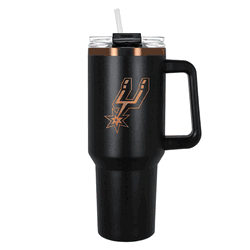 San Antonio Spurs 40oz Black and Copper Colossus Travel Mug with Straw