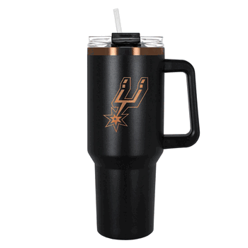 San Antonio Spurs 40oz Black and Copper Colossus Travel Mug with Straw