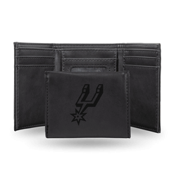 San Antonio Spurs Black Laser Engraved Faux Leather Trifold