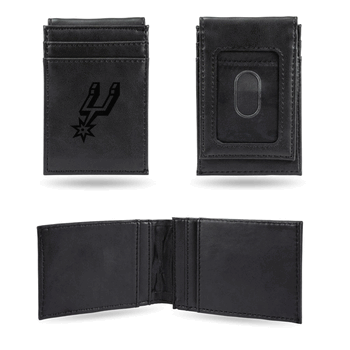 San Antonio Spurs Black Laser Engraved Front Pocket Wallet