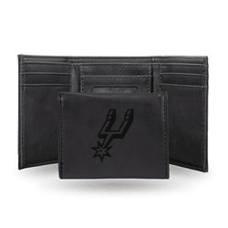 San Antonio Spurs Black Laser Engraved Tri-Fold Wallet