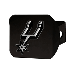 San Antonio Spurs Black Metal Hitch Cover with Metal Chrome 3D Emblem