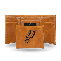 San Antonio Spurs Brown Laser Engraved Tri-Fold Wallet