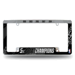 San Antonio Spurs Multi Champ 12" x 6" Chrome All Over Automotive License Plate Frame