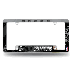 San Antonio Spurs Multi Champ 12" x 6" Chrome All Over Automotive License Plate Frame for Car/Truck/SUV