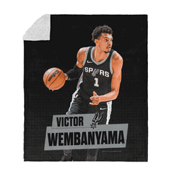 San Antonio Spurs NBA Victor Wembanyama Silk Touch Sherpa Throw Blanket 50x60 inches