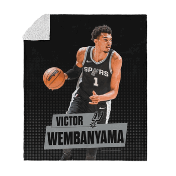 San Antonio Spurs NBA Victor Wembanyama Silk Touch Sherpa Throw Blanket 50x60 inches