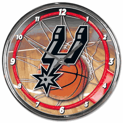 San Antonio Spurs Round Chrome Wall Clock
