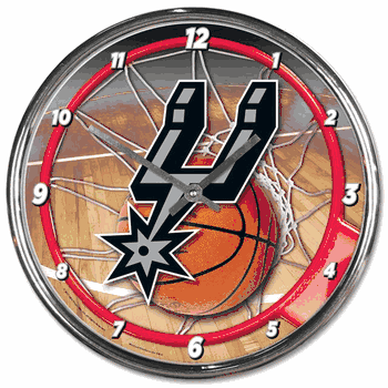 San Antonio Spurs Round Chrome Wall Clock