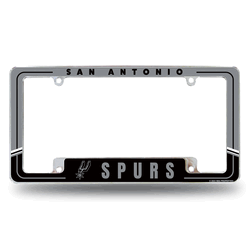 San Antonio Spurs Two-Tone 12" x 6" Chrome All Over Automotive License Plate Frame